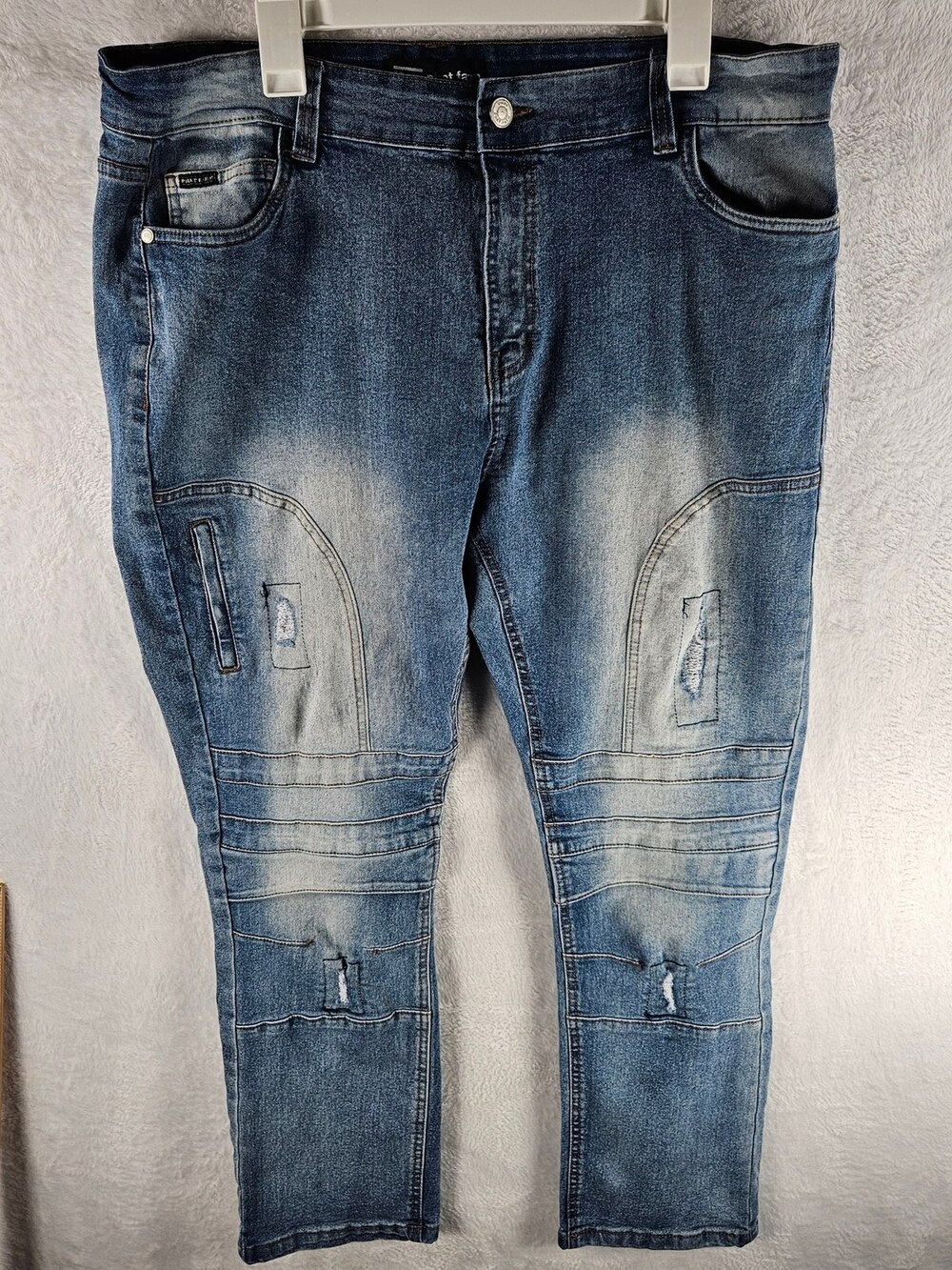 Phat Farm Skinny Jeans Distressed Moto Light Wash Blue Men's Size 40